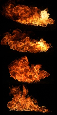 High resolution fire collection isolated on black backgroundの写真素材
