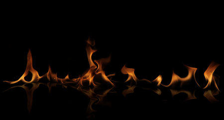 Fire flame isolated on black background