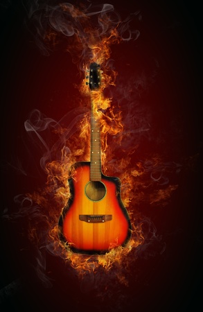Fire guitarの写真素材