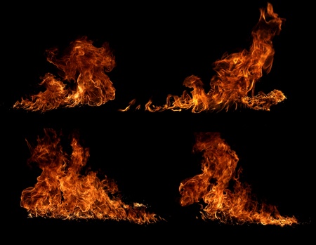 High resolution fire collection of isolated flames on black background の写真素材