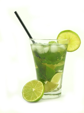 Mojito drink on white backgroundの写真素材