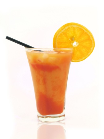 Orange drink on white backgroundの写真素材