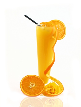 Orange drink on white backgroundの写真素材