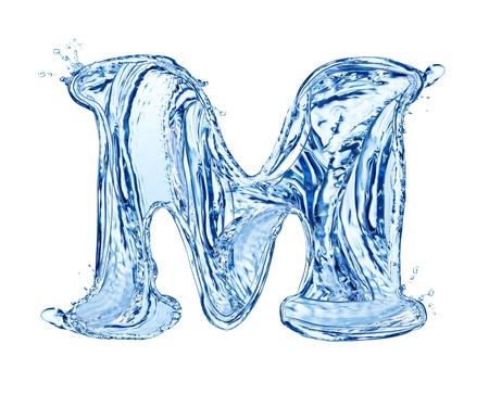 Water letter symbol, isolated on white backgroundの写真素材