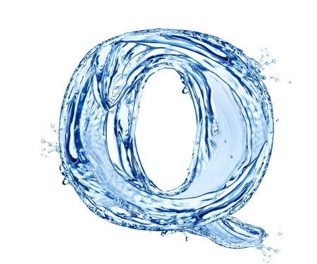 Water letter symbol, isolated on white backgroundの写真素材
