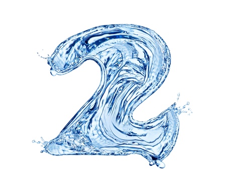 Water number made of splashes, isolated on white backgroundの写真素材