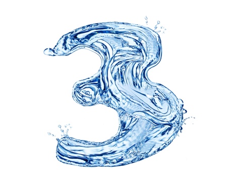 Water number made of splashes, isolated on white backgroundの写真素材