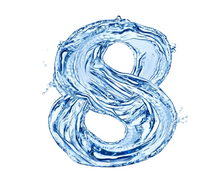 Water number made of splashes, isolated on white backgroundの写真素材