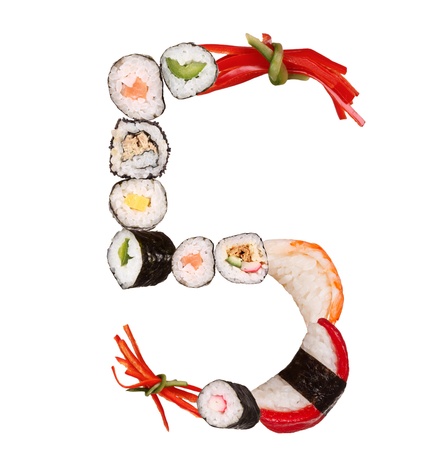 Sushi number isolated on white backgroundの写真素材