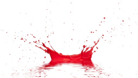  Isolated shot of red paint splash on white background の写真素材