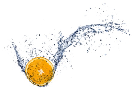  Fresh orange in water splash, isolated on white backgroundの写真素材