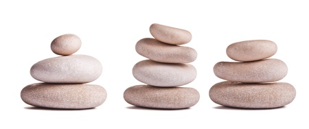 Collection of white pebbles isolated on white backgroundの写真素材