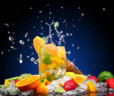 Fruit cocktail with dark background Fruit cocktail with dark background