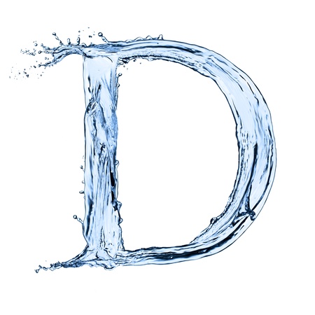 Water splashes letter D  isolated on white backgroundの写真素材