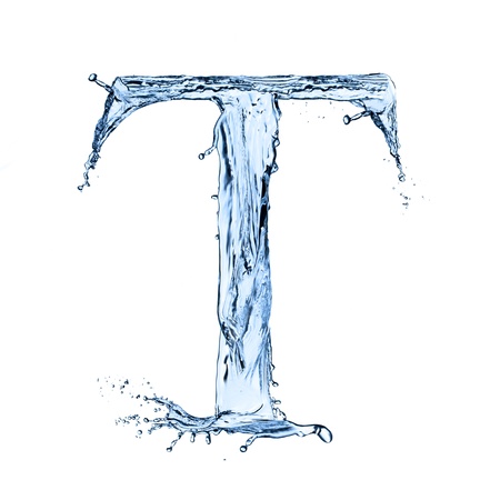 Water splashes letter on white backgroundの写真素材