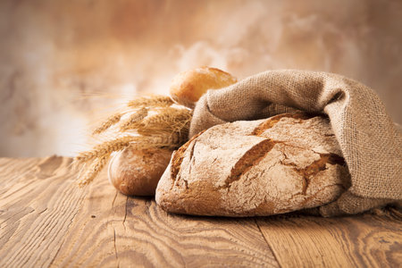Bread on wooden planks