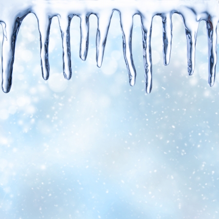 Set of icicles with blur abstract backgroundの写真素材