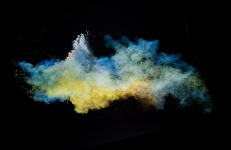 Colored dust on black background