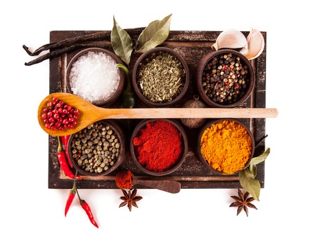 Studio shot of isolated spices on white の写真素材