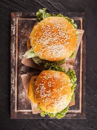Home made hamburgersの写真素材