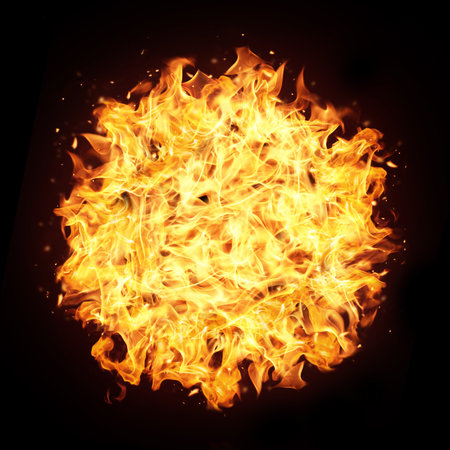 Fire ball on black background