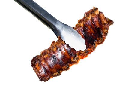 Delicious ribs isolated on white backgroundの写真素材