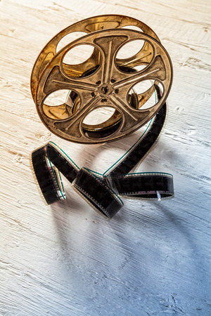 Film vintage roll placed on wooden tableの写真素材