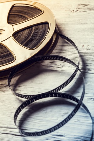 Film vintage roll placed on wooden tableの写真素材