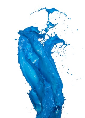 blue paint splash isolated on white backgroundの写真素材