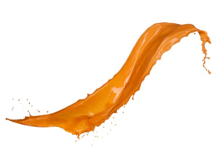 Orange paint splash isolated on white backgroundの写真素材