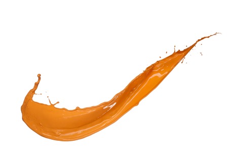 Orange paint splash isolated on white backgroundの写真素材