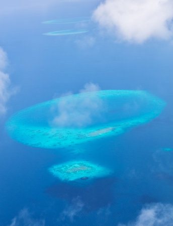 Aerial view on beautiful Maldives islands in Raa atolの写真素材