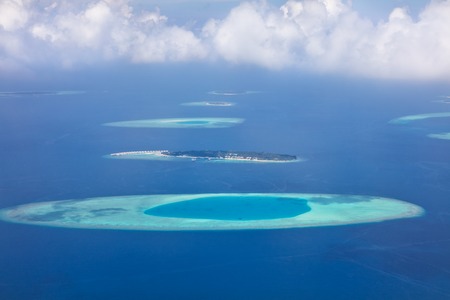 Aerial view on beautiful Maldives islands in Raa atolの写真素材