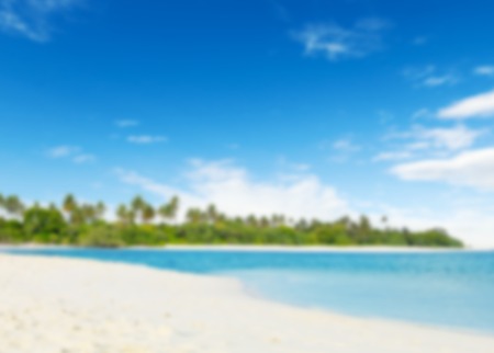 Blur landscape of tropical island with nice beach and beautiful skyの写真素材