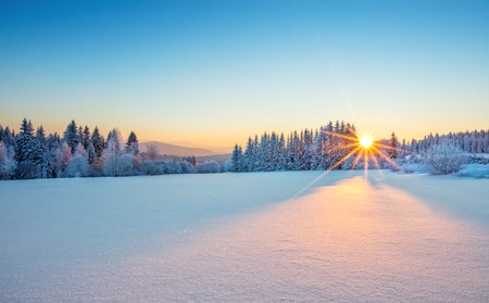Majestic sunrise in the winter mountains landscape. High resolution imageの写真素材