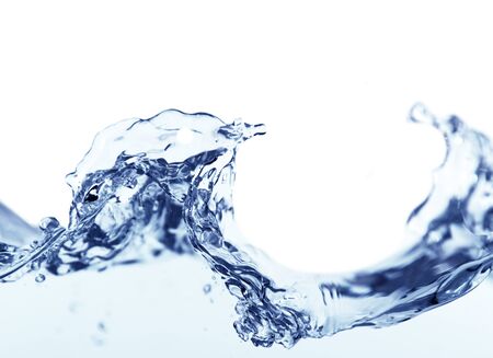 Water wave splash isolated on whiteの写真素材