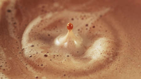 Detail of coffee drink being pour into foamy coffee drink. Abstract coffee background.の写真素材