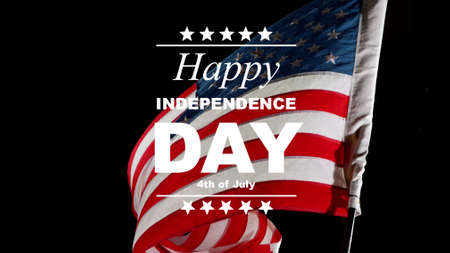 USA Independence Day concept with waving flag. This celebration takes on 4th of July.の写真素材
