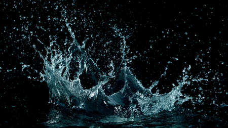 Abstract water splashes isolated on black background, freeze motion.の写真素材