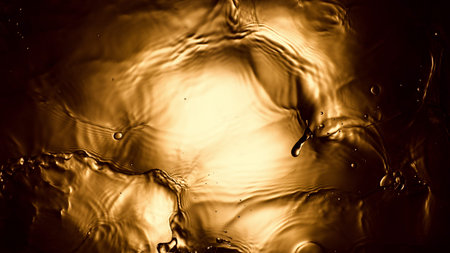 Detail of splashing melted chocolate. Macro shot, food background.
