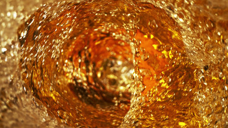 Abstract whirl shape of white wine, mixing liquid concept. Dark ruby colored background.