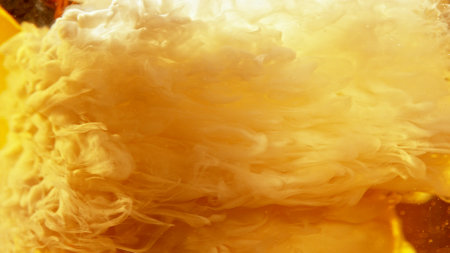Macro photo of bubbling beer, closeup. Abstract beverages background, fresh look.の写真素材