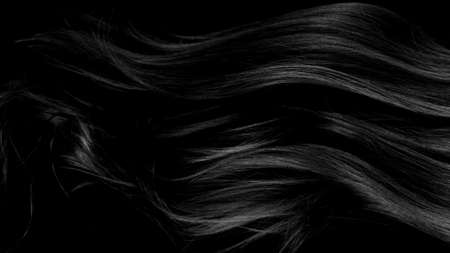 Closeup on luxurious straight and glossy black hair, abstract background.の写真素材