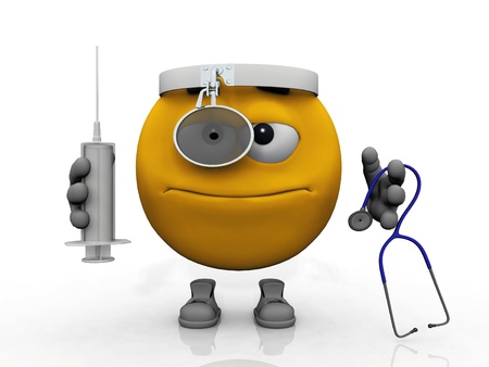 Dr.  smiley with anti virus toolsの写真素材