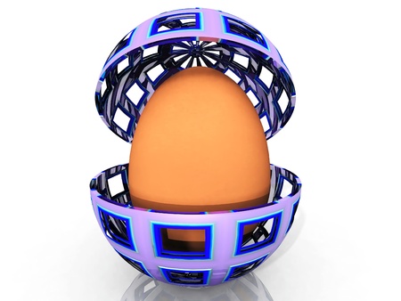 an egg in an metal eggの写真素材