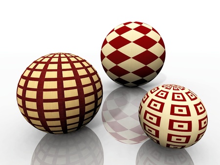 balls  of wood with different texturesの写真素材