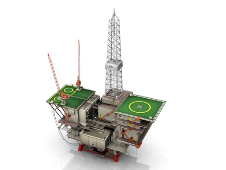 the oil platform on white backgroundの写真素材