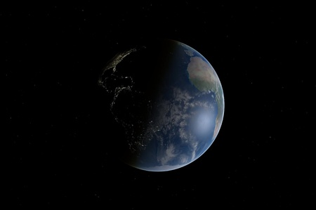 Earth  on a background of starsの写真素材