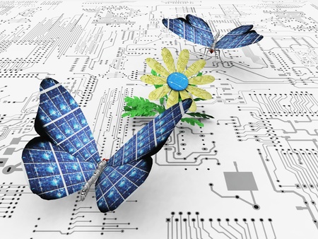 the beautiful butterfly and the circuitの写真素材