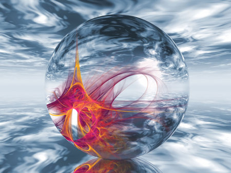a  transparent ball containing shapes